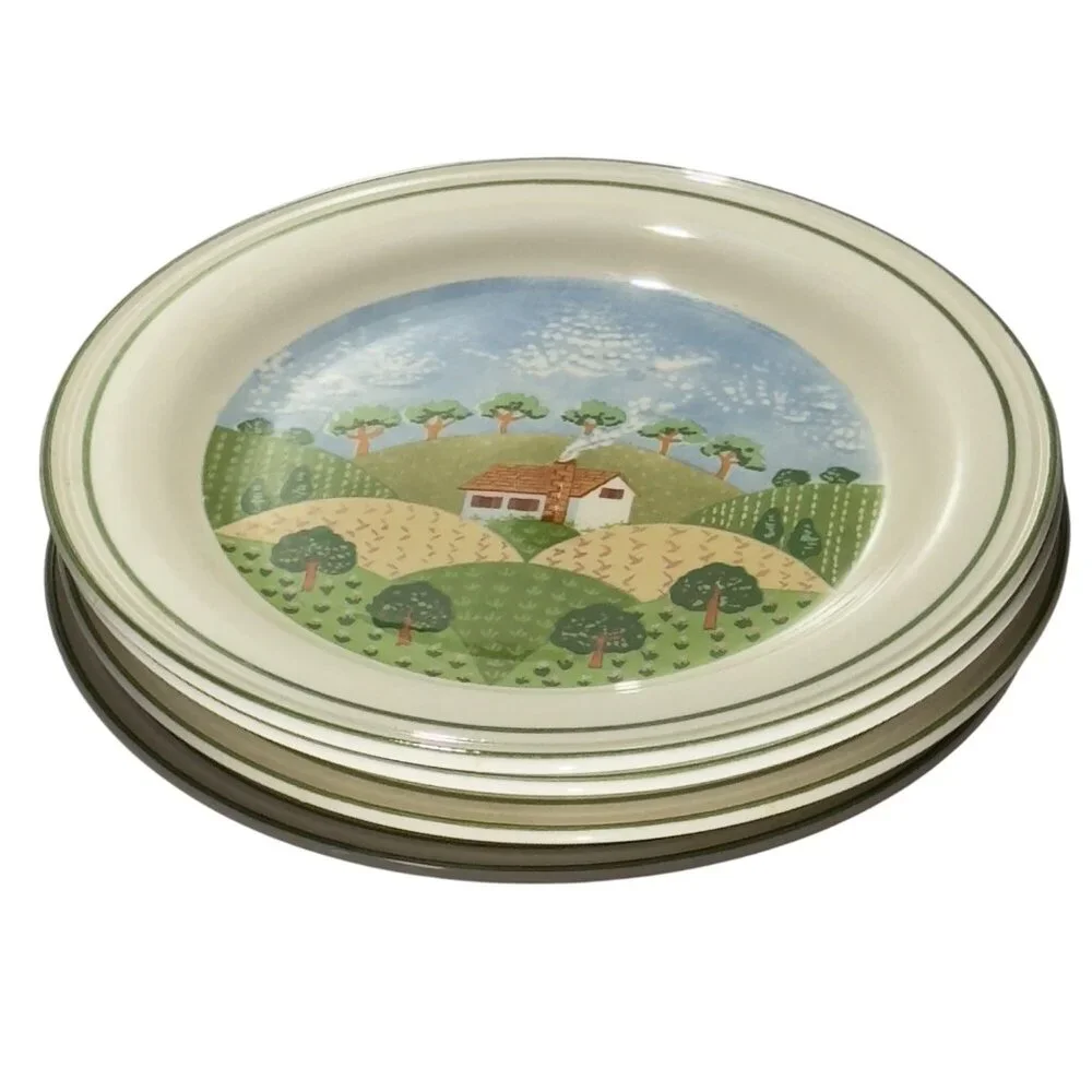 Sangostone Country Cottage Dinner Plates 10.5" Dia. Set Of Four - Picture 2 of 10